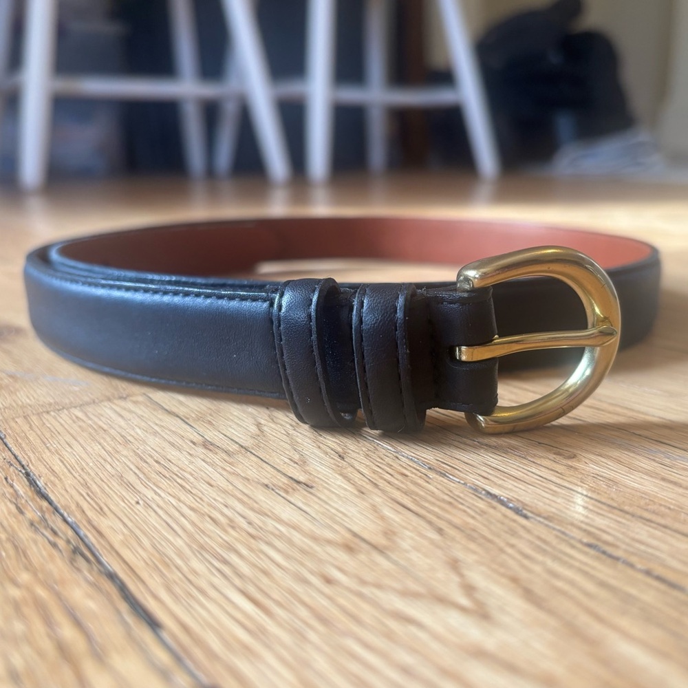 Coach Women’s 1” Black Leather Belt Brass Buckle Style 3925 Large